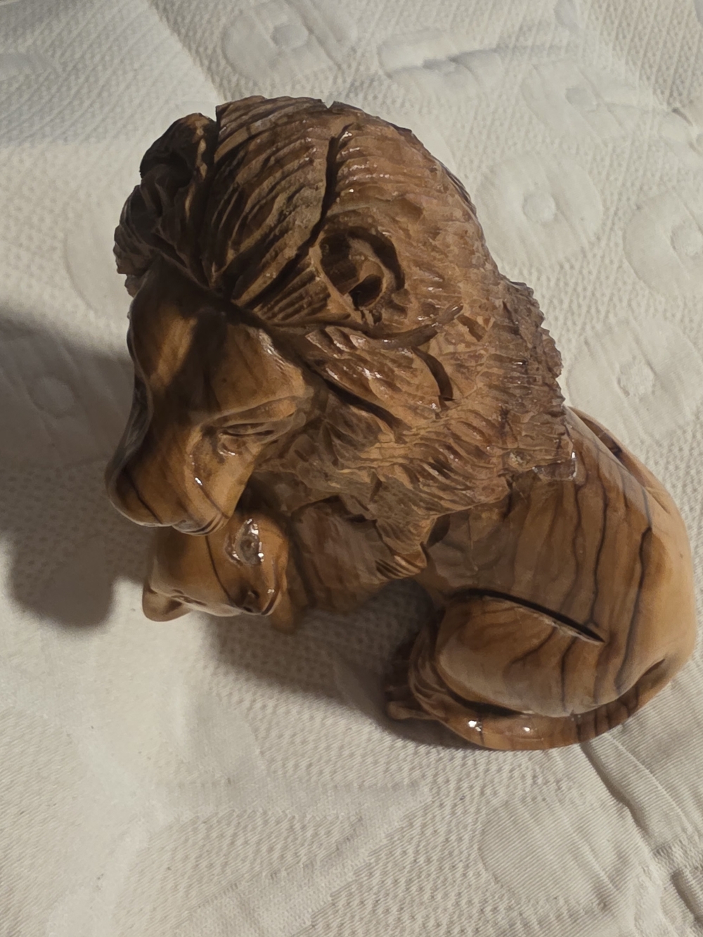6" Hand Carved Olive wood Lion and Lamb carved in Bethlehem the Holy Land